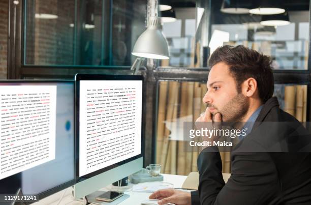 businessman using computer - author stock pictures, royalty-free photos & images