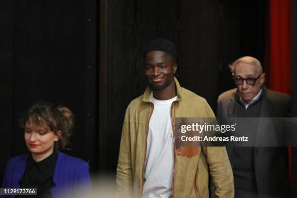 Lea Mysius, Stephane Bak and Director Andre Techine attend the "Farewell To The Night" press conference during the 69th Berlinale International Film...