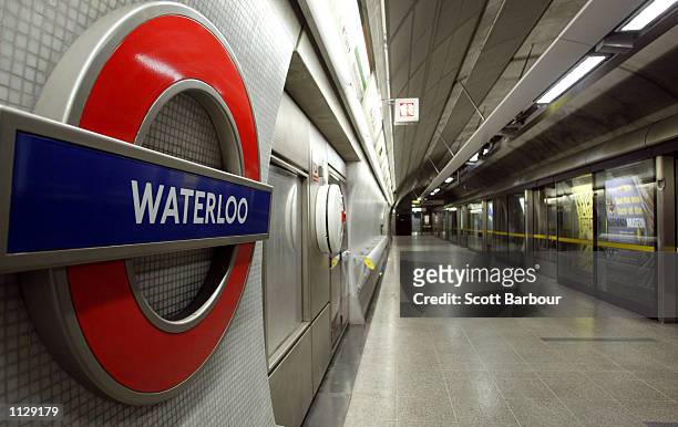 An empty platform is shown July 17, 2002 at Waterloo Underground Station in London, England. London Underground warned its three million passengers...