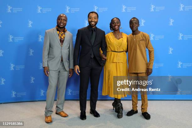 Author William Kamkwamba, director Chiwetel Ejiofor, and actors Aissa Maiga and Maxwell Simba pose at the photocall for the Netflix film "The Boy Who...