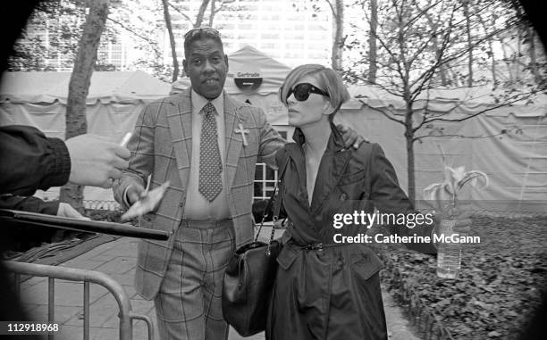 Andre Leon Talley and Kristen McMenamy during fashion week in the mid 1990s in New York City, New York.