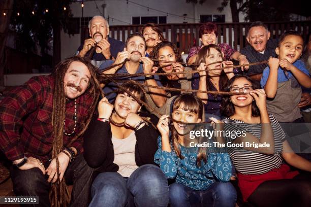 smiling multi-generation family portrait - family portrait humor bildbanksfoton och bilder