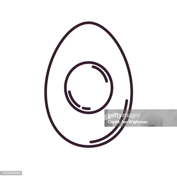 egg - thin line breakfast icon - boiled egg stock illustrations