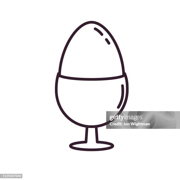 egg cup - thin line breakfast icon - egg cup stock illustrations