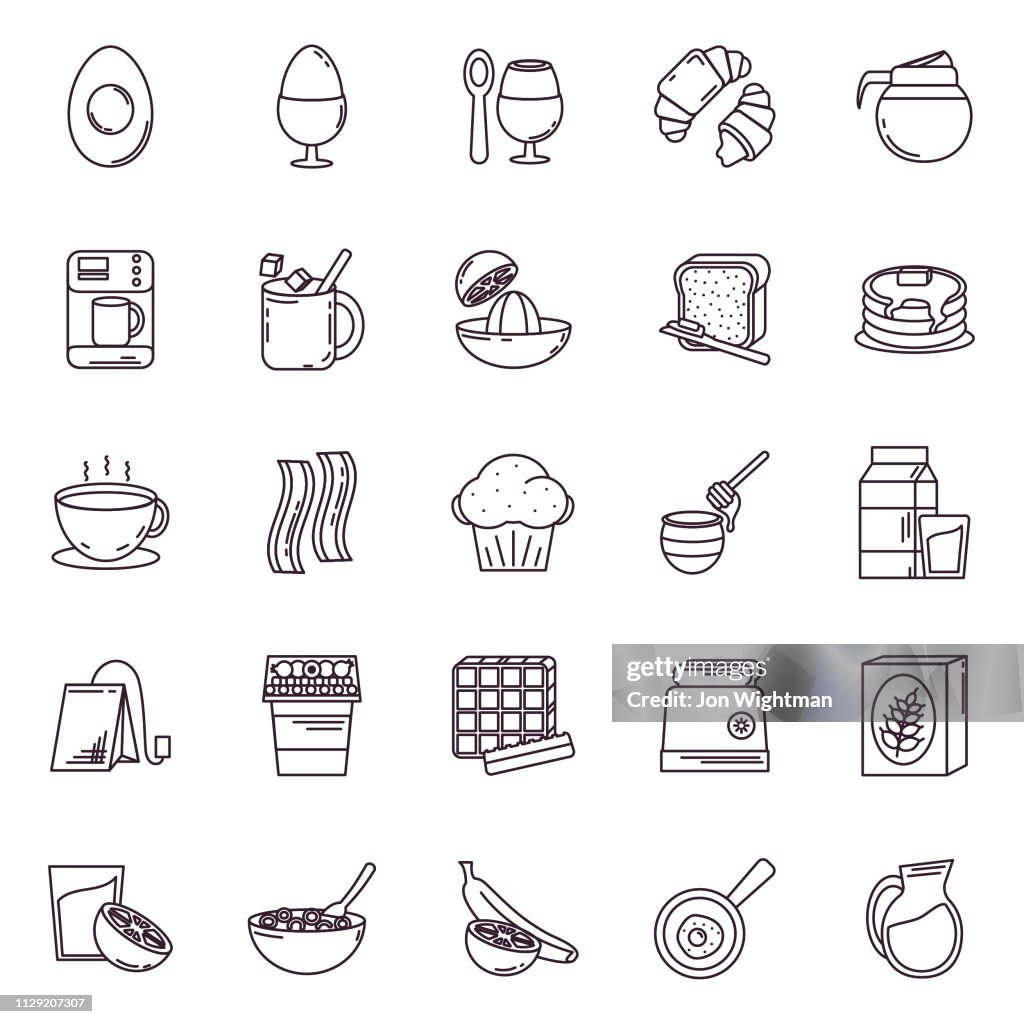 Thin Line Breakfast Icon Set