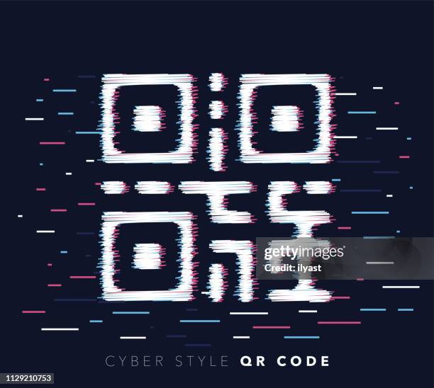 qr code glitch effect vector icon illustration - alpha channel stock illustrations