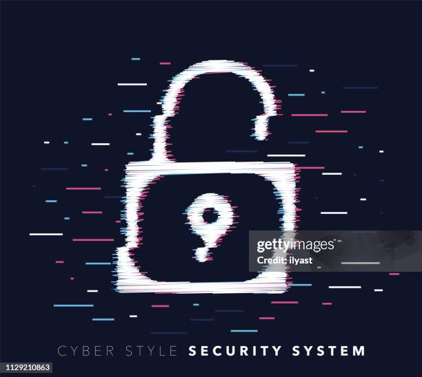 security system glitch effect vector icon illustration - dark web stock illustrations