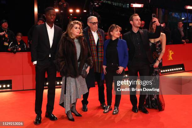 Stephane Bak, Catherine Deneuve, director Andre Techine, Lea Mysius, Kacey Mottet Klein and Tam Slimani attend the "Farewell To The Night" premiere...