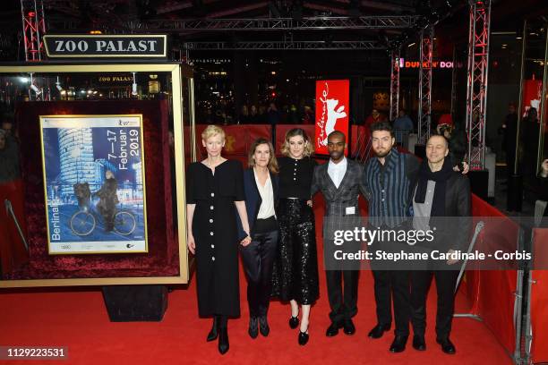 Tilda Swinton, Joanna Hogg, Honor Swinton Byrne and Tom Burke attend the "The Souvenir" premiere during the 69th Berlinale International Film...