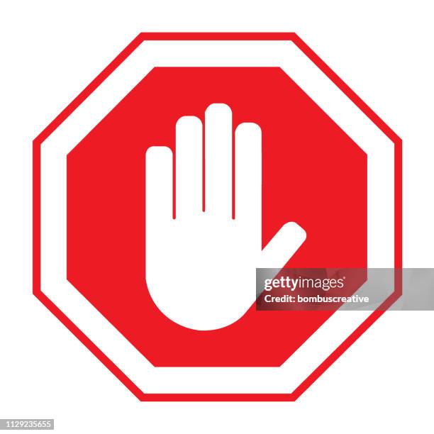 hand palm icon - stop sign stock illustrations