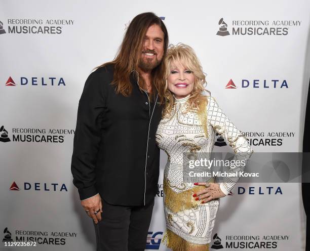 Billy Ray Cyrus and Dolly Parton attend MusiCares Person of the Year honoring Dolly Parton at Los Angeles Convention Center on February 8, 2019 in...