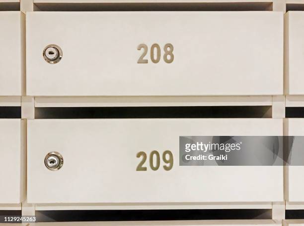 mailbox inside an apartment building - door lock stock pictures, royalty-free photos & images