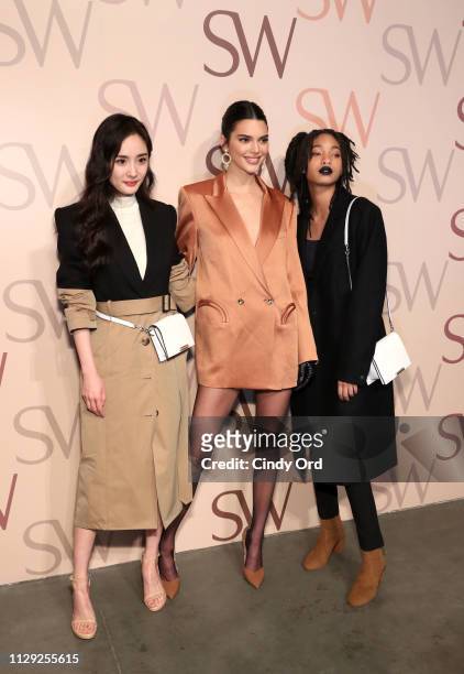 Yang Mi, Kendall Jenner and Willow Smith attend Stuart Weitzman Spring Celebration 2019 on February 12, 2019 in New York City.