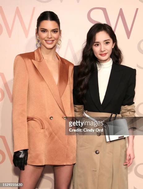 Kendall Jenner and Yang Mi attend Stuart Weitzman Spring Celebration 2019 on February 12, 2019 in New York City.