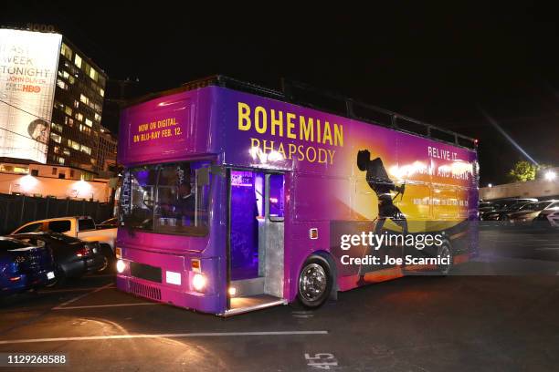 The Bohemian Rhapsody bus is seen during Bohemian Rhapsody's Get Loud Extravaganza at Whiskey a Go Go on February 12, 2019 in Los Angeles, California.