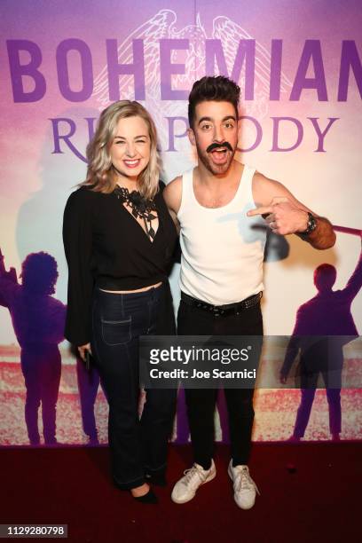 Bethany Watson and Paul Costabile attend Bohemian Rhapsody's Get Loud Extravaganza at Whiskey a Go Go on February 12, 2019 in Los Angeles, California.