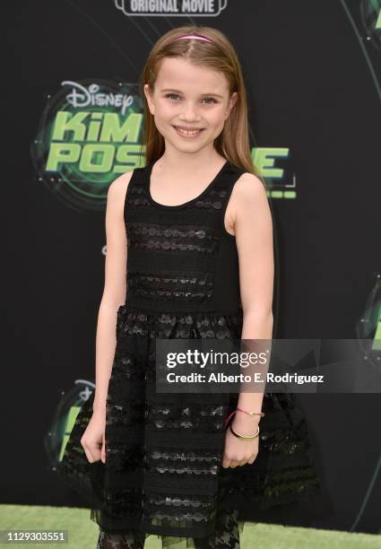 Caitlin Reagan attends the premiere of Disney Channel's "Kim Possible" at The Television Academy on February 12, 2019 in Los Angeles, California.