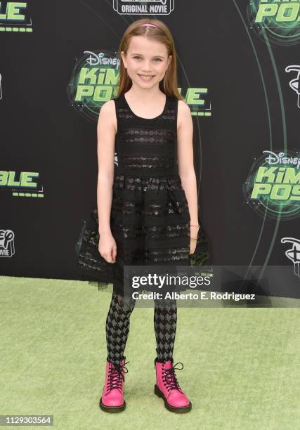 Caitlin Reagan attends the premiere of Disney Channel's "Kim Possible" at The Television Academy on February 12, 2019 in Los Angeles, California.