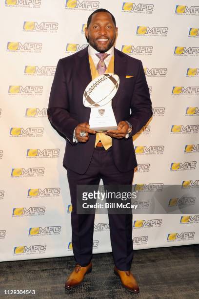 Hall of Famer Ray Lewis, winner of the 16th Annual MFC/Tropicana Legends Award, attends the 82nd Annual Maxwell Football Club Awards Gala March 8,...
