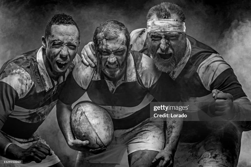 Tres jugadores de Rugby