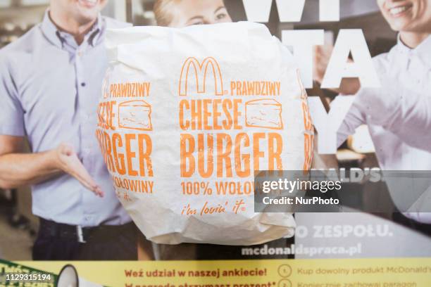 McDonalds cheeseburger is seen in Bydgozcz, Poland on March 8, 2019.