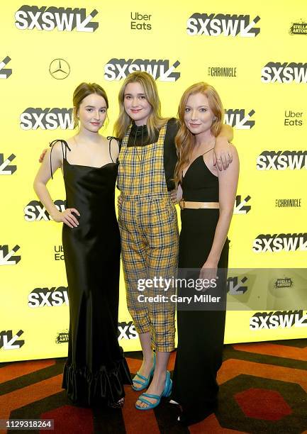 Kaitlyn Dever, Alice Englert and Britt Poulton attend the premiere of "Them That Follow" at the Alamo Drafthouse South Lamar during the 2019 SXSW...