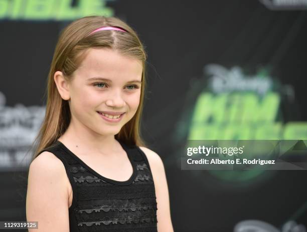 Caitlin Reagan attends the premiere of Disney Channel's "Kim Possible" at The Television Academy on February 12, 2019 in Los Angeles, California.