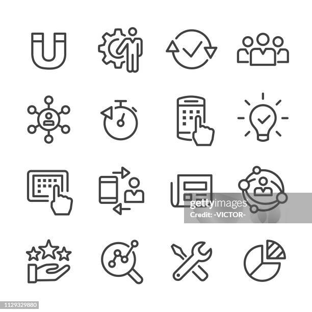 user experience icon - line series - expert panel stock illustrations