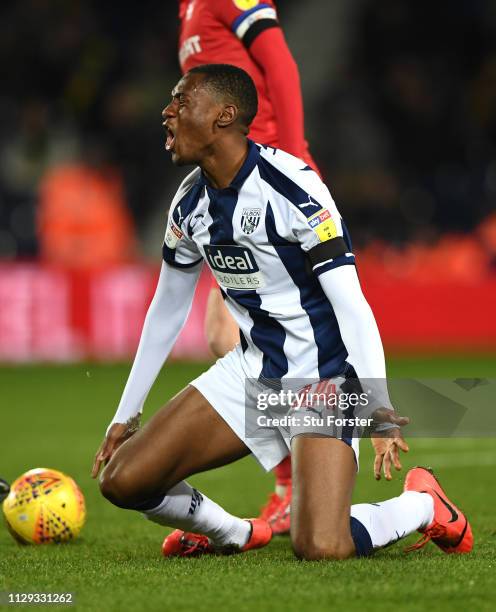 Player Tosin Adarabioyo reacts after being fouled during the Sky Bet Championship EPL match between West Bromwich Albion and Nottingham Forest at The...