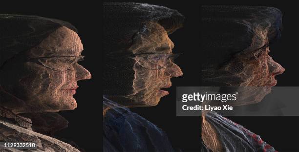 digital portrait:side view - woman face art imagens e fotografias de stock