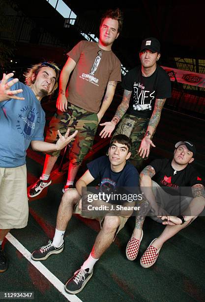 Photo session with New Found Glory, shot while the band is on tour behind "Sticks and Stones." Top, from left: Ian Grushka , Chad Gilbert , Jordin...