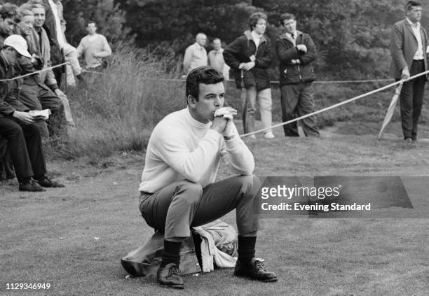 English golfer Tony Jacklin taking a break on a golf course, UK, 1st October 1968.
