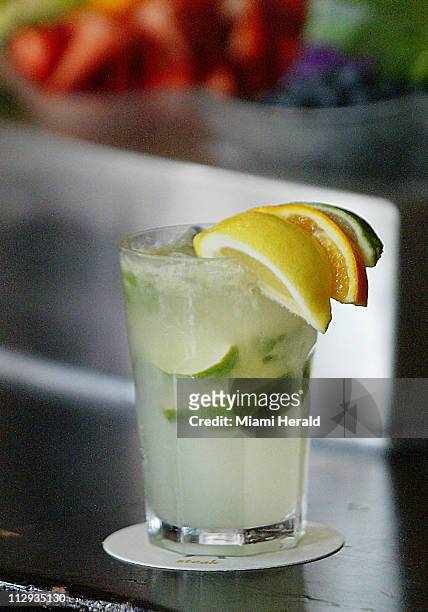 Caipirinha, a traditional Brazilian Drink prepared at Ola Steak in Miami, Florida. Some predict that this will replace the Cuban Mojito as the next...