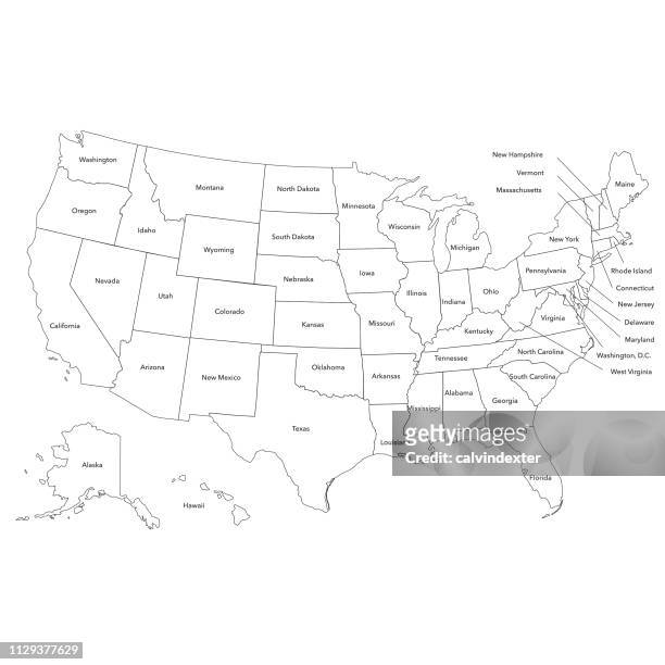 usa map - united states map black and white stock illustrations