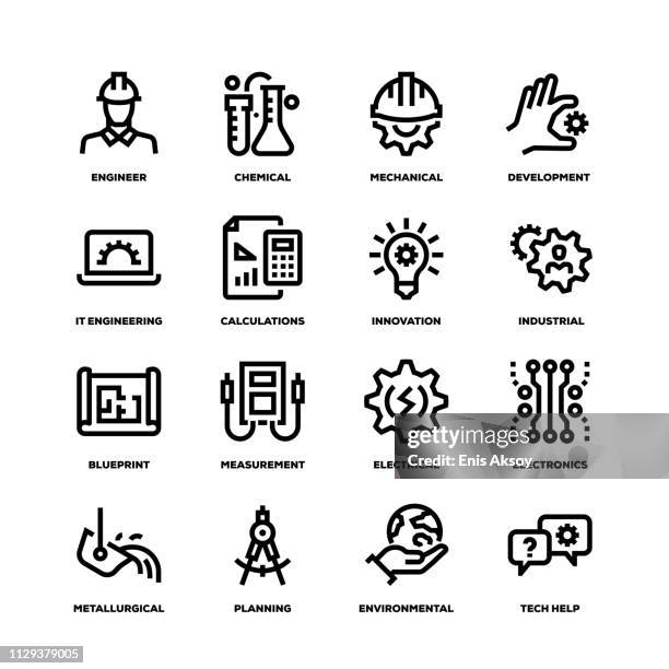 engineering line icons - telecommunications engineer stock illustrations