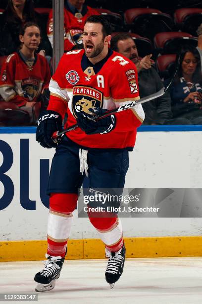 Keith Yandle of the Florida Panthers skates on the ice during warm ups prior to the start of the game against the Dallas Stars at the BB&T Center on...
