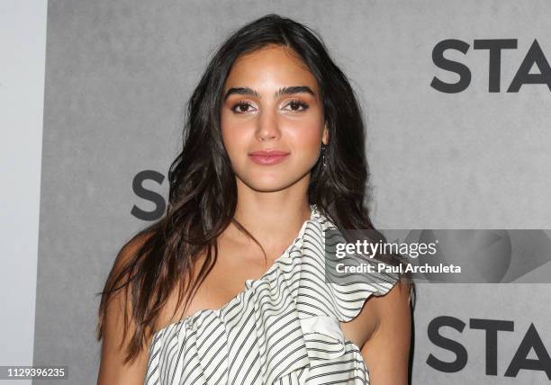 Actress Melissa Barrera attends the 2019 Winter TCA Tour - STARZ red carpet event at 71Above on February 12, 2019 in Los Angeles, California.
