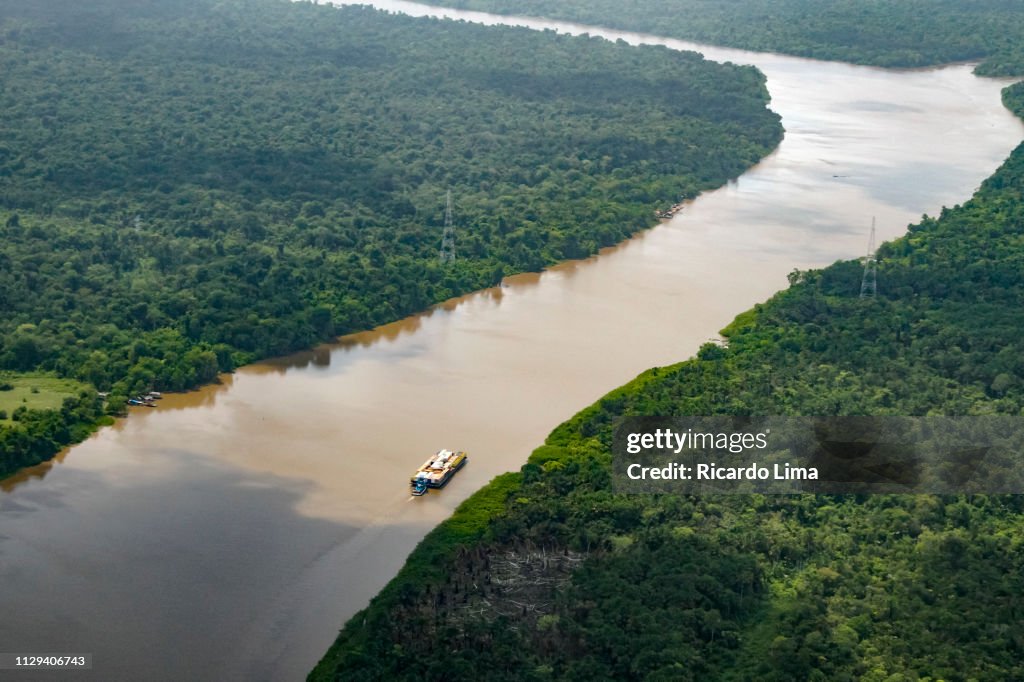 Amazon River In Aerial View - Para State, Brazil