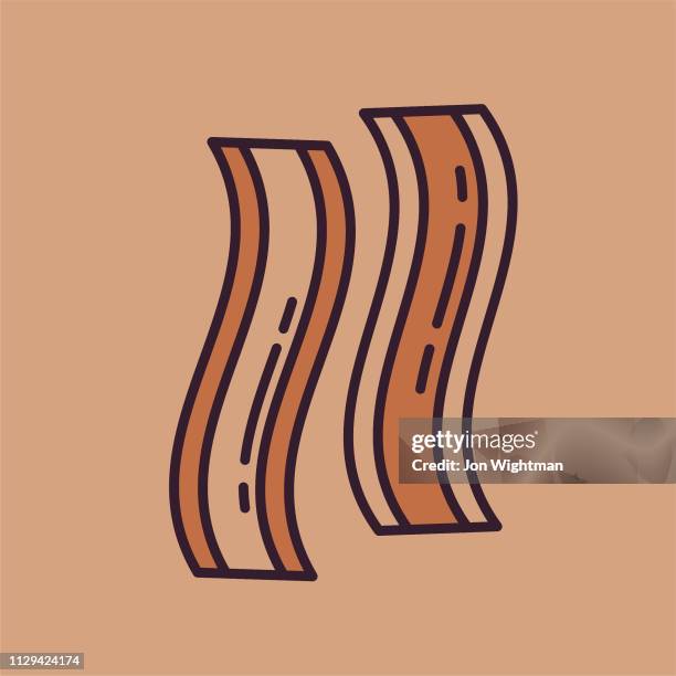 bacon - thin line breakfast icon - bacon breakfast stock illustrations