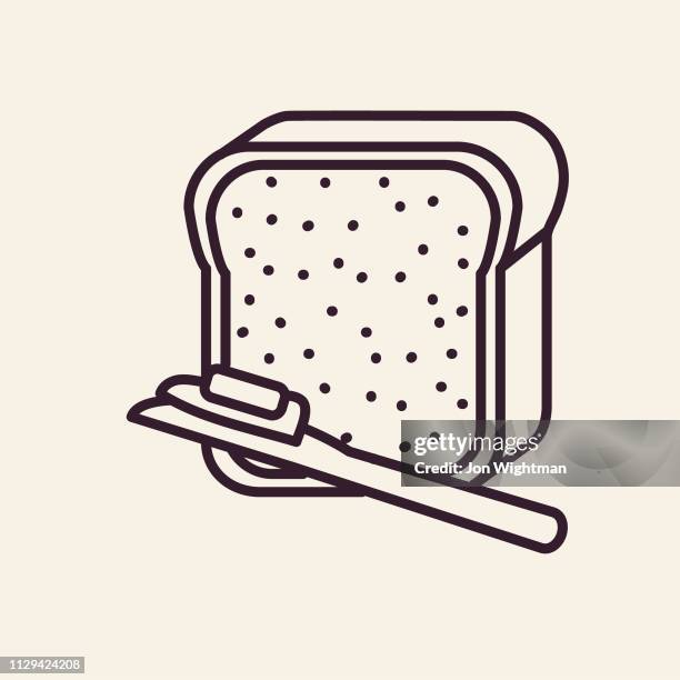 bread and butter - thin line breakfast icon - brunch stock illustrations
