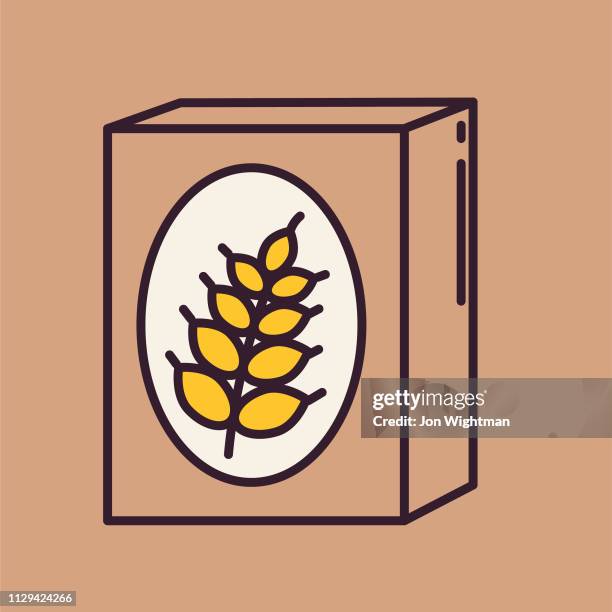 stockillustraties, clipart, cartoons en iconen met granen vak - dunne lijn ontbijt icon - cereal box