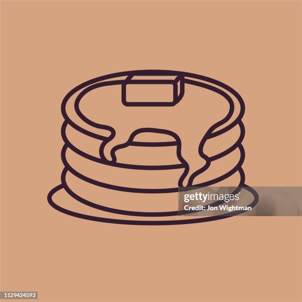 pancake - thin line breakfast icon - pancake stack stock illustrations