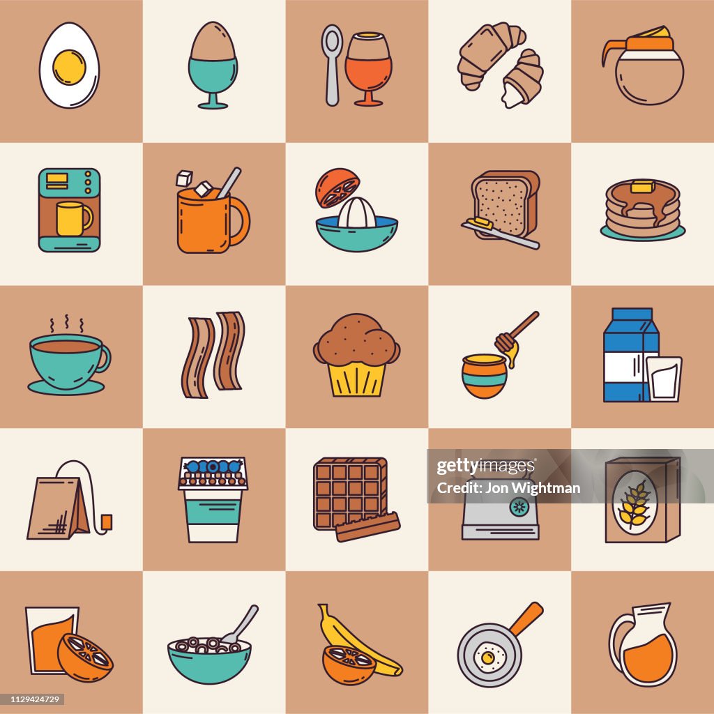 Thin Line Breakfast Icon Set