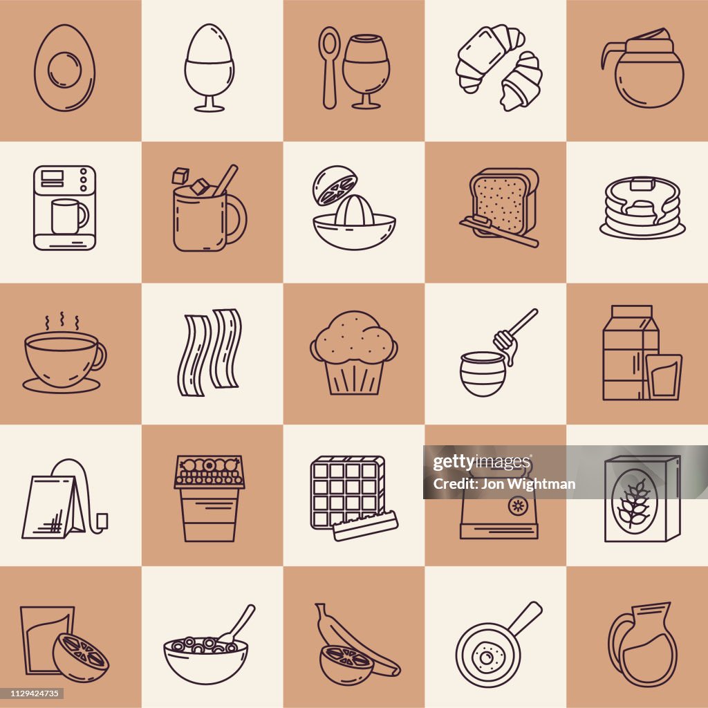 Thin Line Breakfast Icon Set