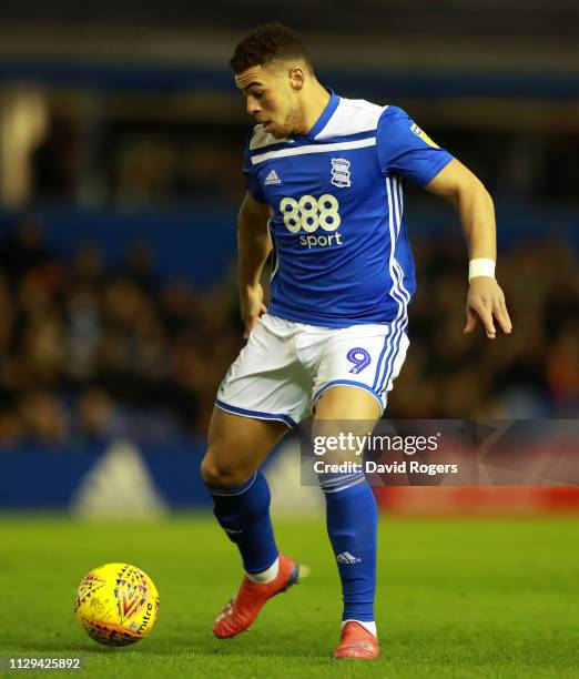 Che Adams of Birmingham City runs with the ball during the Sky Bet Championship match between Birmingham City and Bolton Wanderers at St Andrew's...