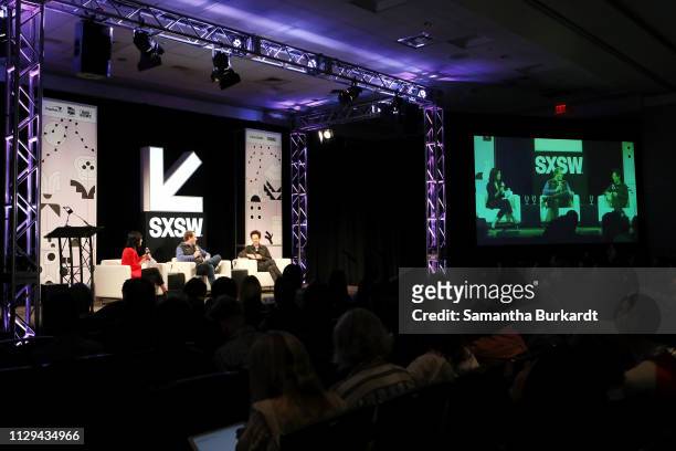 Jo Ling Kent, Chris Urmson, and Malcolm Gladwell speak onstage at Featured Session: Self-Driving Cars: The Future is When? with Malcolm Gladwell &...