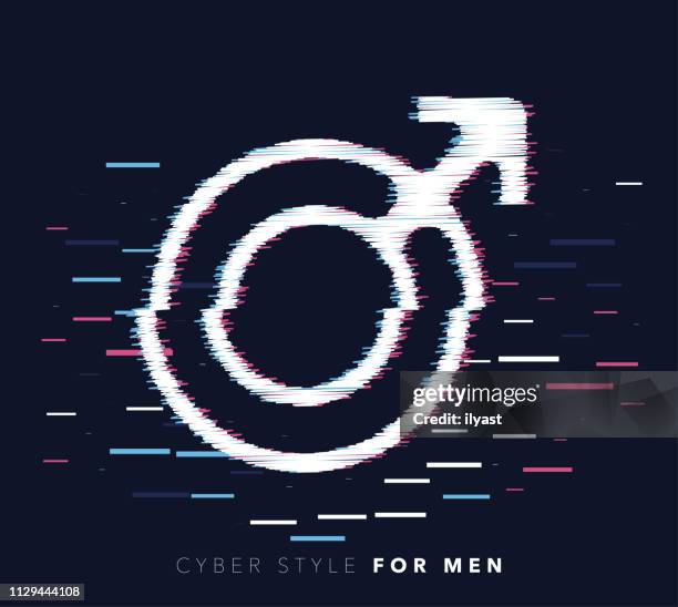 for men glitch effect vector icon illustration - venus vector stock illustrations