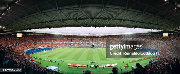 General view of the Ernst-Happel-Stadion during the EURO 2008 game between Austria and Germany on June 16, 2008 in Vienna, Austria.