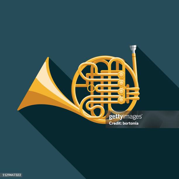 french horn musical instrument icon - wind instrument stock illustrations