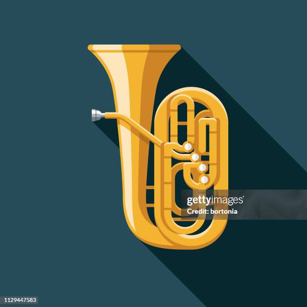 illustrazioni stock, clip art, cartoni animati e icone di tendenza di icona dello strumento musicale tuba - tube